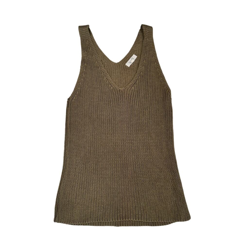 Boho Open Knit Tank Top Women's Medium Brown Festival Coastal Western Summer - Picture 2 of 15
